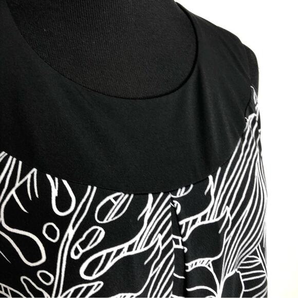 EnFocus Women black and white floral sleeveless shift dress size 14W - Picture 5 of 13